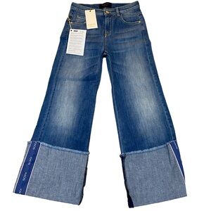 NWT KAOS Denim Wide Leg Cuffed Jeans!